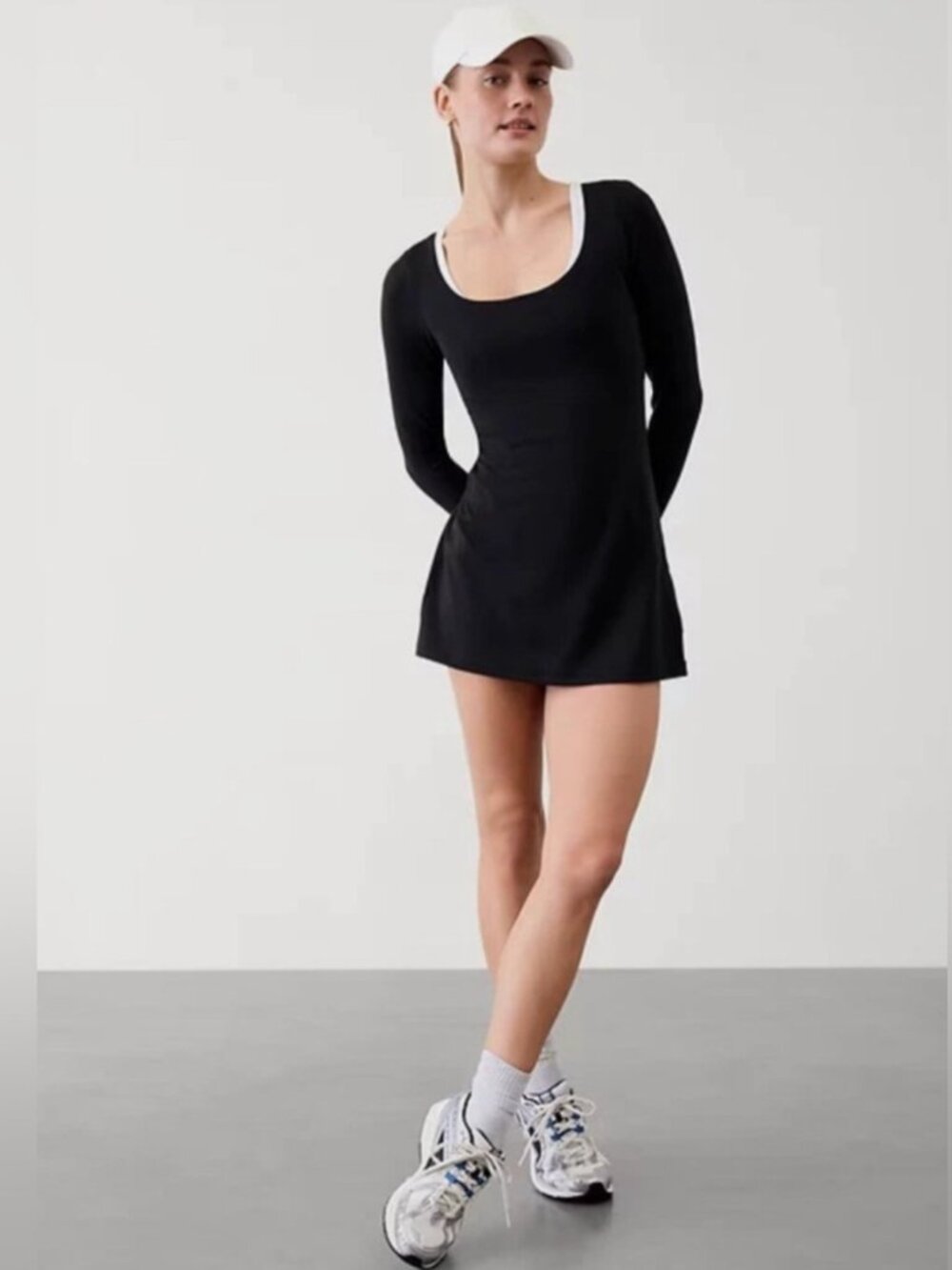 Athleta Transcend Long Sleeve Dress in Black - Size XL Tall
